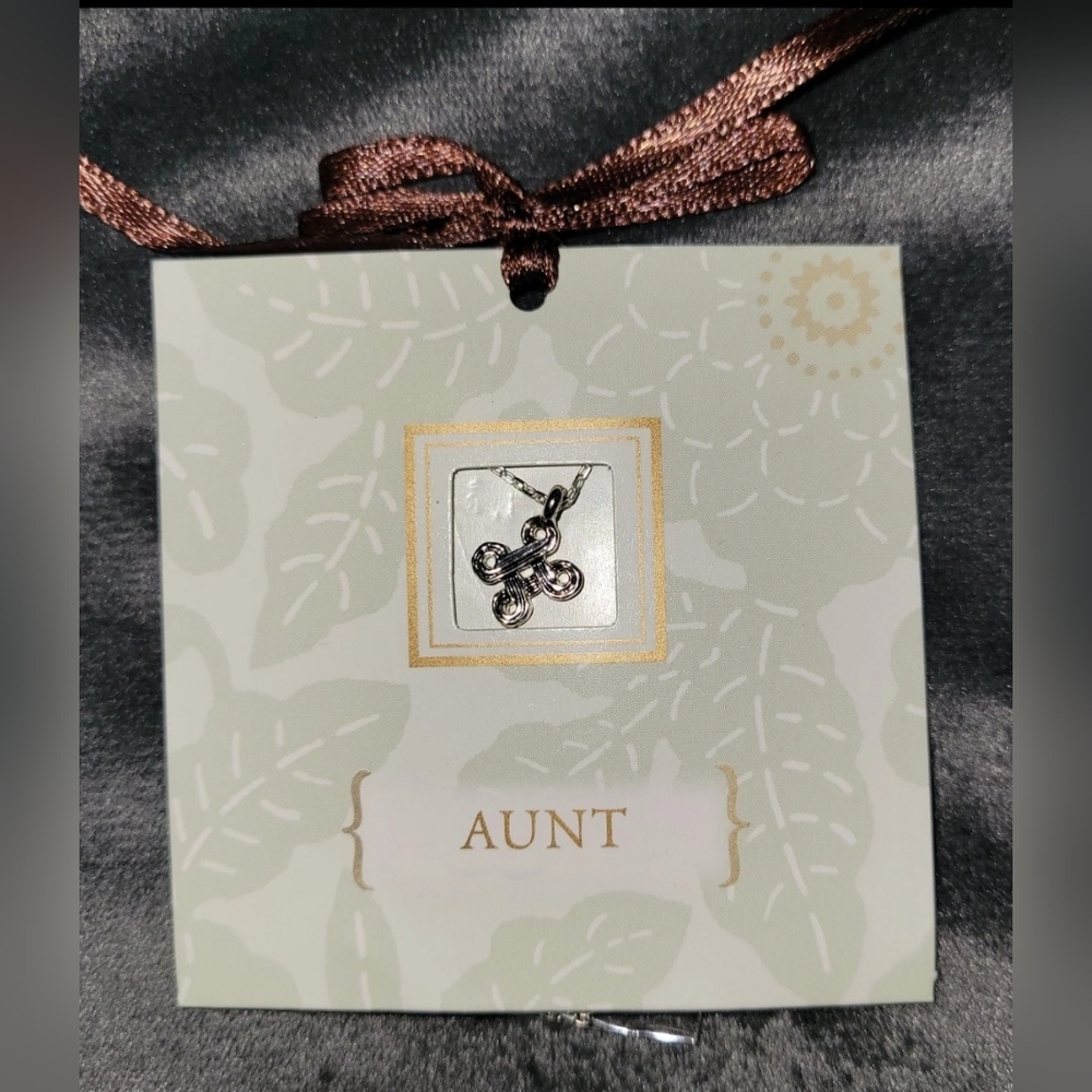 Carded Giftable Aunt Charm Necklace Silver 18 in Chain Celtic Knot